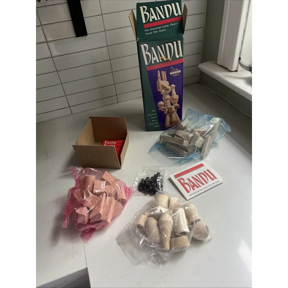 Vintage BANDU Wood Block Stacking Game - NEW - Milton Bradley - 1991